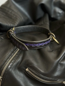 BDSM ogrlica od prave reljefne kože