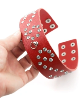 Bdsm ogrlica od crvene kože 18 + za igranje uloga