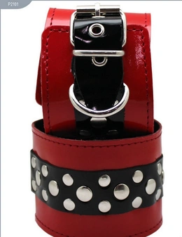 BDSM set klasika crveni lak (okovratnik, ponoji, narukvice)