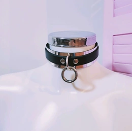 Choker ogrlica ogledalo od kože sa Karabiner prstenom za zabavu