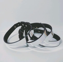 Choker ogrlica ogledalo sa kristalom od prave kože za zabavu