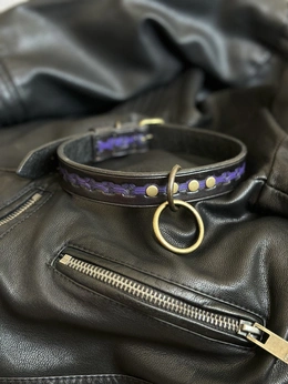 BDSM ogrlica od prave reljefne kože