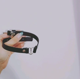 Choker ogledalo Srebrna koža sa prstenom Choker lanac srce