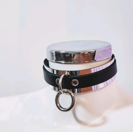 Choker ogrlica ogledalo od kože sa Karabiner prstenom za zabavu