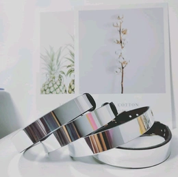 Choker ogrlica ogledalo sa kristalom od prave kože za zabavu