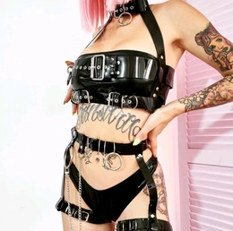 Portupea 3 u 1 efekat latexa od vinila sjajni gotički garteri