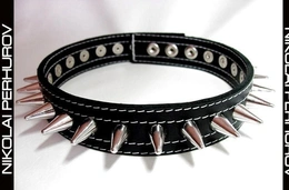 MUŠKA OGRLICA SPIKE ( PRIRODNA KOŽA)