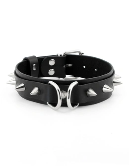 Replika proizvoda bdsm kožna ogrlica sa kratkim metalnim šiljcima