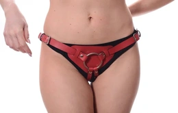 Garters: crvene kožne ženske gaćice za Strapon, BDSM Gaćice