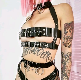 Portupea 3 u 1 efekat latexa od vinila sjajni gotički garteri