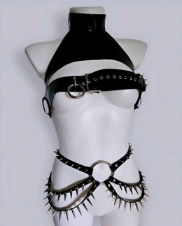 Bodljikavi vinilni pojas scenski plesni kostim portupai