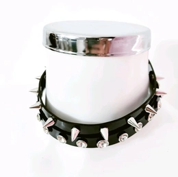 Choker sa šiljastim kamenčićima od vinila i kože kinki prozirni dodaci