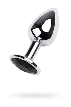 Analna čaura Metal bi TOIFA, metal, srebro, sa crnim kristalom, 7 cm, Ø 2,8 cm, 50 g