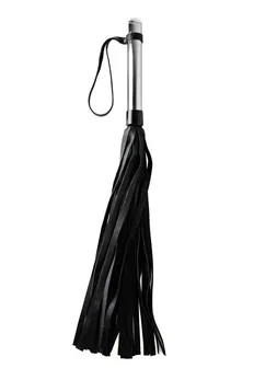 Crna kožna pletenica sa drškom hrom - 58 cm.