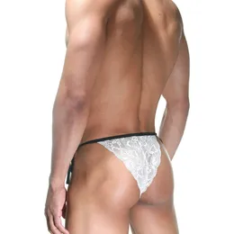 Tanga bela od čipke na vezicama