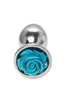 Analna čaura Metal bi TOIFA, metal, srebrna sa plavom ružom, 8 cm, Ø 2,7 cm, 48 g