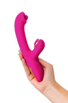 Vibrator sa stimulativnom kuglicom i vakuumskom stimulacijom jos Rolli, silikon, ružičasta, 22 cm