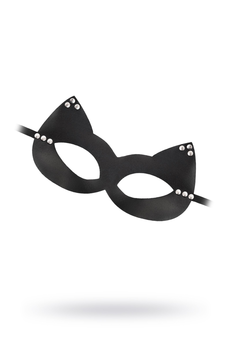 Mačja maska sa zakovicama, koža, crna