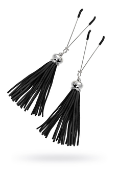 Pecado BDSM kopče za bradavice, viljuške, sa resicama od antilopa, metal, Crna