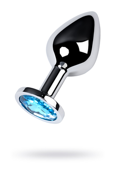 Analna čaura Metal bi TOIFA, metal, srebro, sa plavim kristalom, 8 cm, Ø 3,4 cm, 85 g