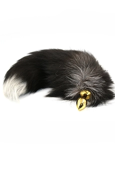 Kanikule zlatni Analni čep sa repom od prirodnog krzna (Small)