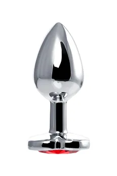 Analna čaura-Drkanje, metal, srebro, sa crvenim kristalom, 7 cm, Ø 2,7 cm, 50 g