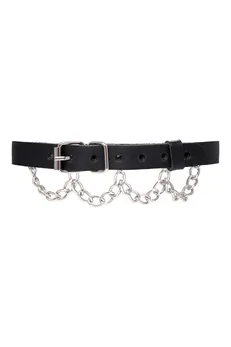 Choker Pecado BDSM, sa lancem, koža, crna