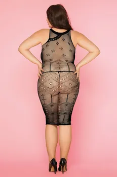 Mrežasta haljina i tange Candi Girl Spice Crna, 2XL