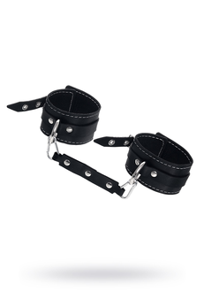 Pecado BDSM okovi, dvoslojni sa belim šavovima, prirodna koža, crni