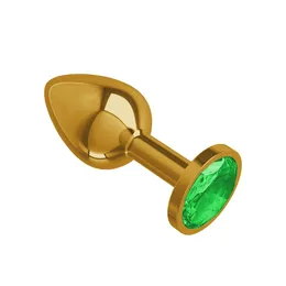 Zlatna analna čaura sa zelenim kristalom mala