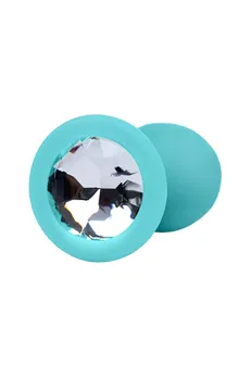 Analna čaura-Grumpi, silikon, sa prozirnim kristalom, plava, 2,7 cm