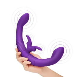 Upareni dvoglavi ljubičasti zečji vibrator Together™