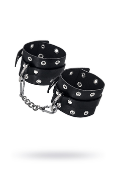 Pecado BDSM lisice, jednoslojne sa ušicama, koža, crna