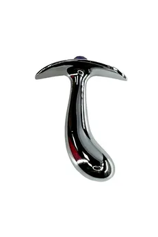 Srebrni zakrivljeni Analni čep za nošenje sa ljubičastim kristalom ⌀2.1 cm