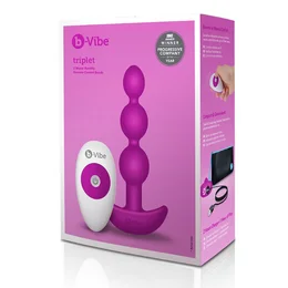 Analne premium perle sa 2 motora B-Vibe triplet Anal Beads Fuchsia