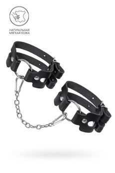 Okovi Pecado BDSM, od dve trake, prave kože, crne