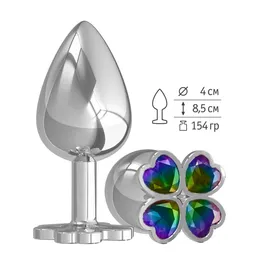 Velika analni rukav Silver Detelina sa raznobojnim staklom