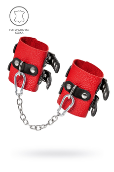 Pecado BDSM lisice, meke, dvostruke trake sa ušicama, prirodna koža, crveno-crne