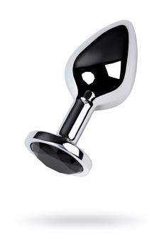 Analna čaura Metal bi TOIFA, metal, srebro, sa crnim kristalom, 8 cm, Ø 3,4 cm, 85 g