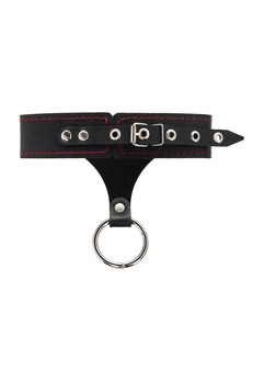 Ogrlica Pecado BDSM, sa kontrastnim šavovima, prirodna koža, crna