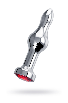 Analna čaura-Drkanje, metal, srebro, sa crvenim kristalom, 10 cm, Ø 2,8 cm, 75 g