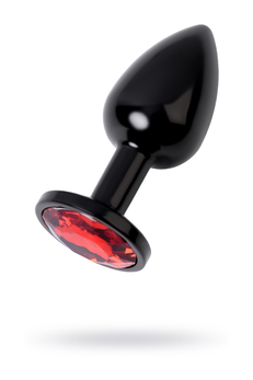 Analna čaura, Metal bi TOIFA, metal, crna, sa crvenim kristalom, 7,2 cm, Ø2, 8 cm, 50 g