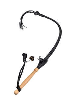 Bič pleteni Pecado BDSM, koža, crna, 85 cm