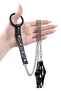 Stezaljke za bradavice sa prstenom za penis, Toifa Metal, crne