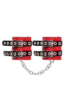 Pecado BDSM lisice, meke, dvostruke trake sa ušicama, prirodna koža, crveno-crne