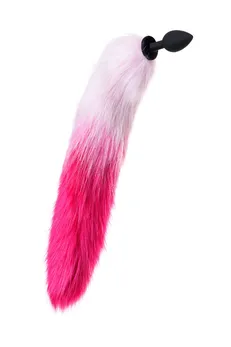 Analna čaura sa belim i ružičastim repom Popo Pleasure bi TOIFA, s, silikon, Crna, 45 cm, Ø 2,7 cm