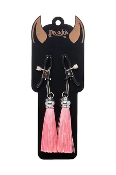 Pecado BDSM kopče za bradavice, štipaljke, sa svilenim resicama, metal, roze