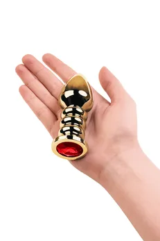 Analna čaura Metal bi TOIFA, metal, zlato, sa crvenim kristalom, 10,5 cm, Ø 4 cm, 165 g