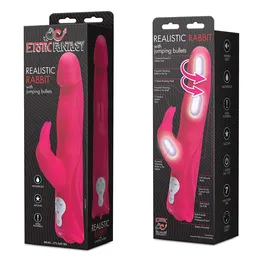 Vibracioni masažer sa realističnom glavom i 3 motora Jumping Bullets Pink