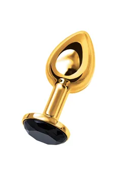 Analna čaura Metal bi TOIFA, metal, zlato, sa crnim kristalom, 7,5 cm, Ø 3 cm, 145 g